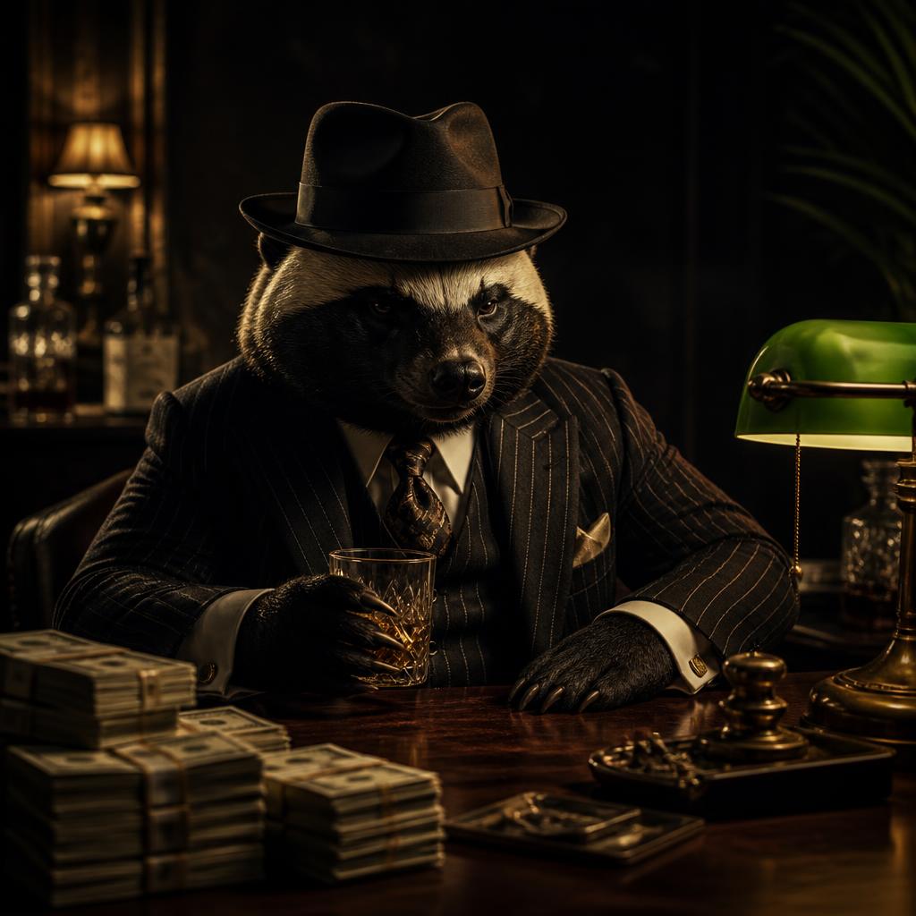 Honey badger boss at the family desk